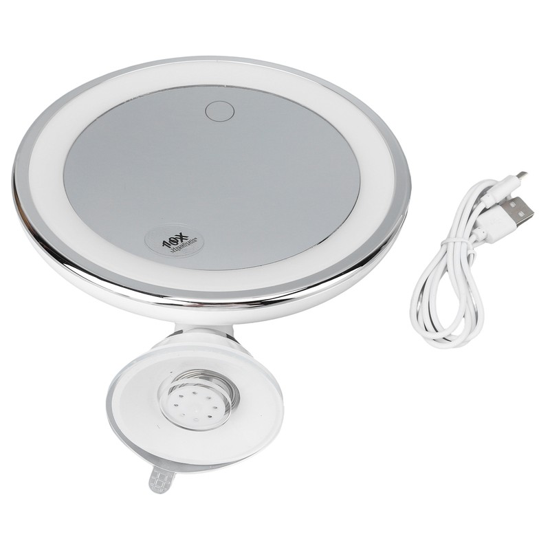 Suction Cup Makeup Mirror 10x with 3 Light Colors Battery