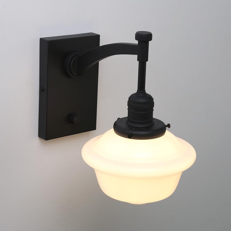 Pathson Vintage Milk White Wall Sconce, On Off Switch Design,