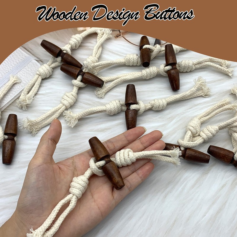 DHER 10 Pairs Leather Buttons Toggle Buttons Wooden Buttons Closure