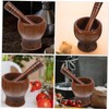 SHOWERORO 1set Wooden Garlic Pestle and Grinding Bowl Manual Crushing