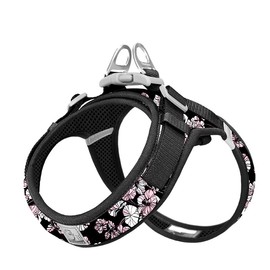 WINHYEPET Truelove Dog Harness Soft Mesh Reflective Breathable Step-In Dog Harness,Easy Adjustment Harness with Safety Buckle for Extra Small and Small Dogs, Vest Harness TLH3013(Flower Black,S)
