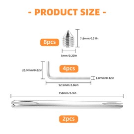 Huangyihan Door Handle Spindle Bar Square Pin 8 mm x 150 mm with 8 Screws and 4 Handles Door Fitting Square Pin Fixing Pin Door Handle Steel Spindle Bar Solid Steel Pack of 2