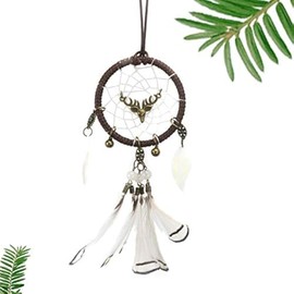 Jrancc Dreamcatcher DIY Handmade Feathers 32cm White for Bedroom Home Decoration