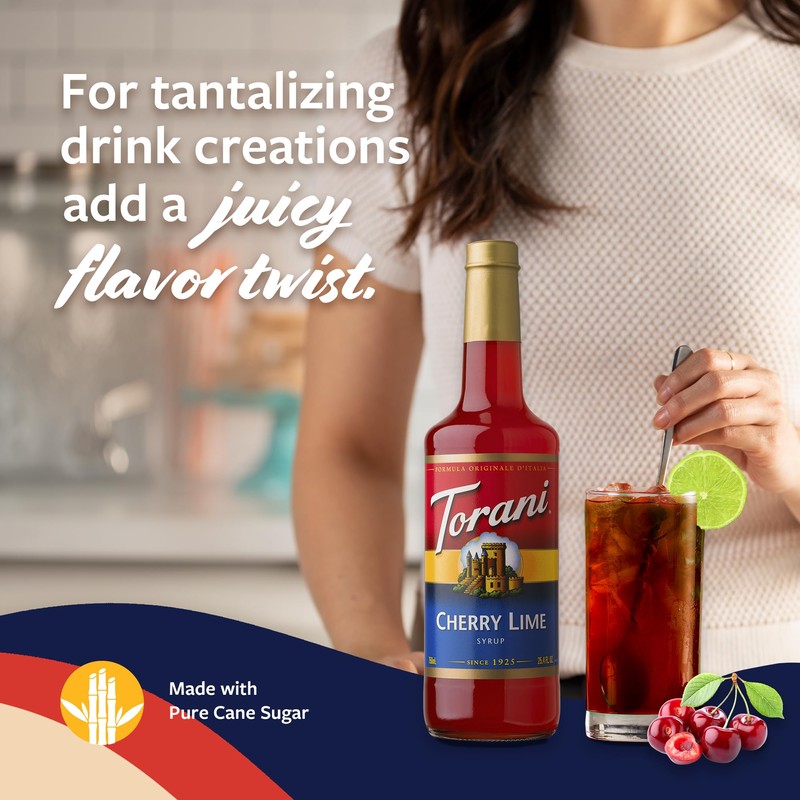 Torani Cherry Lime Syrup for Drinks, Flavoring for Iced Tea,