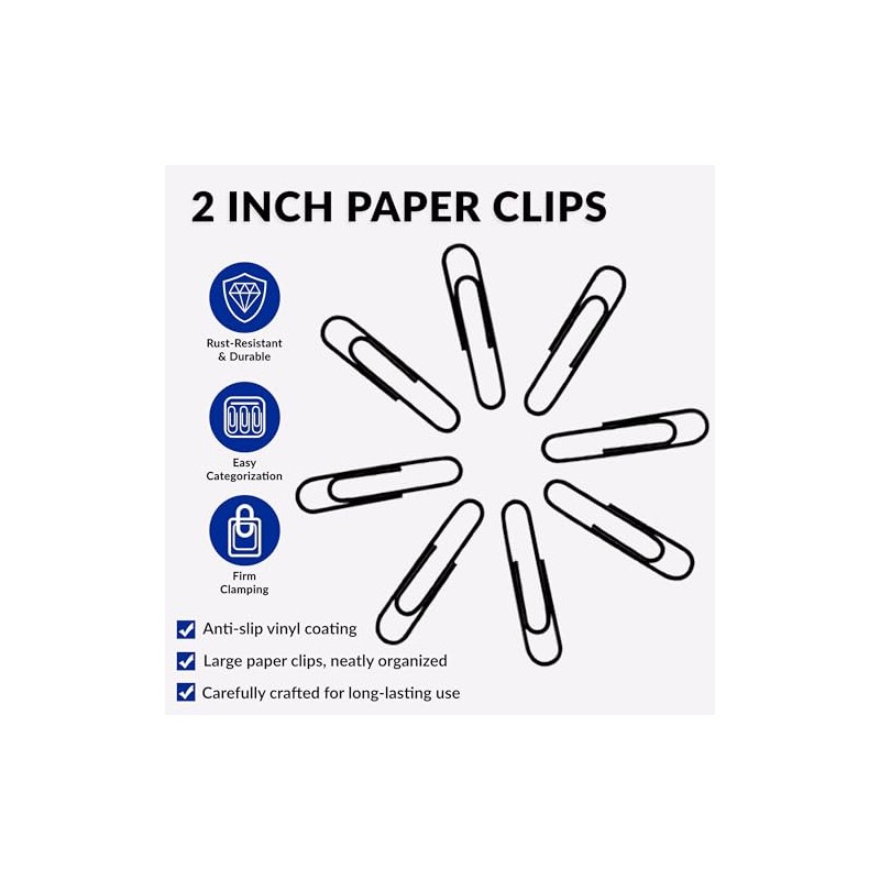 Juego de 100 clips Jumbo - 5,1 cm - Negro