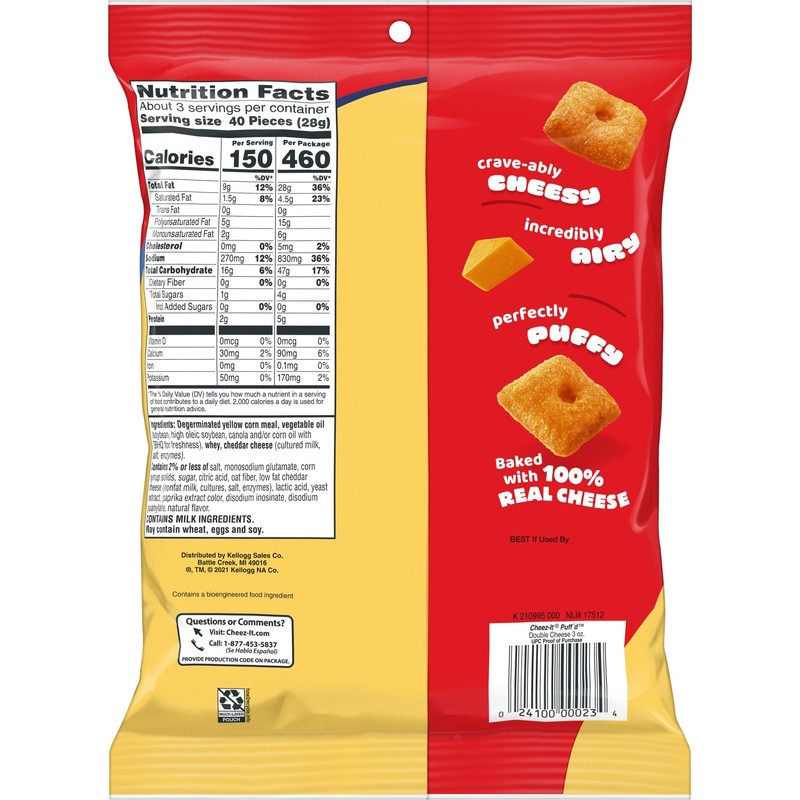 Cheez-It Puff'd Double Cheese 3oz 6ct