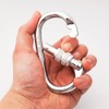 Locking Climbing Carabiners Clip Heavy Duty (Silver,2 Pack) CE Rated