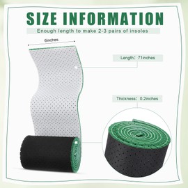 Velmitten DIY Self Cut Foam Insole Foam Inserts for Shoes Sweat-Absorbing Sports Insoles No Slipping Thin Insole for Women Man, 71 x 6 Inches