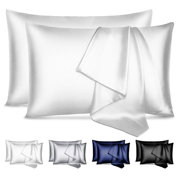 Canadian Linen 2 Pack Luxury Satin Silk Pillow Cases Queen,