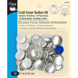 Dritz 114-30 Craft Cover Button Kit with Tools, Size 30 - 3/4-Inch, 18-Sets