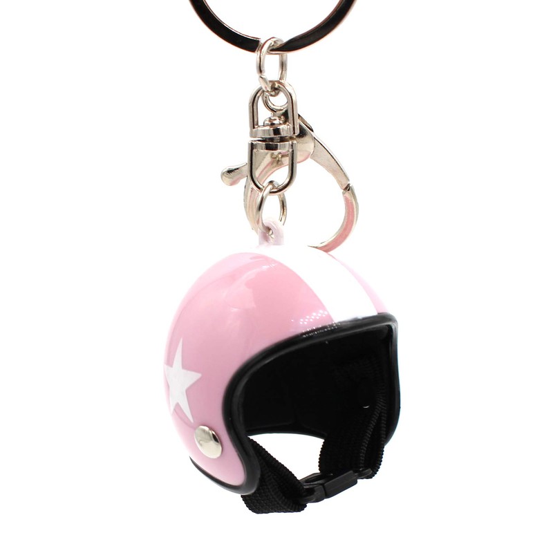 VmG-Store Motorcycle Helmet Retro Keyring with Functional Clasp XL, pink