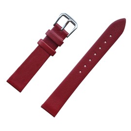 MZBUTIQ 20 mm Thin Red Real Leather Watch Band Replacement Calfskin Pin Buckle for Women Men