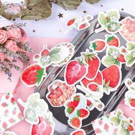 Mini Size Scrapbooks Stickers, 45pcs Doraking DIY Decoration Super Cute Strawberry Stickers for Laptop Scrapbook Suitcase Diary Notebooks Album, Small Stickers (Strawberry Cream)