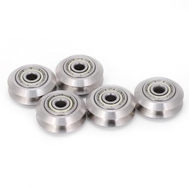 5Pcs V-Shape Wheel Stainless Steel Passive Round Wheel V-Type Pulley for Openbuilds 5mm Inner Hole,3D Printer Accessories