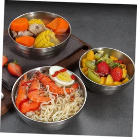 Alipis 304 Stainless Steel Double Layer Bowl Insulated Ramen Bowl for Soups Salads Cereals