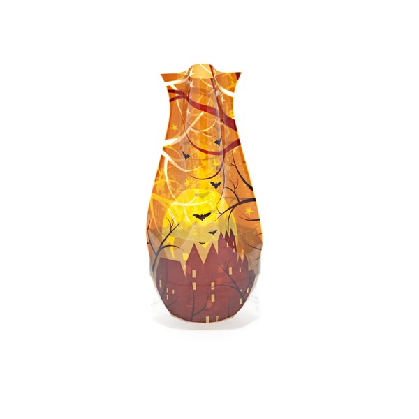 Modgy Collapsible and Expandable Vase – FallUponUs Halloween, 10.25” x 6.25” – BPA-Free Plastic, Stable & Reusable Vase, NOT Glass – Just Add Water, Perfect Decoration for Your Home, Weddings & Events