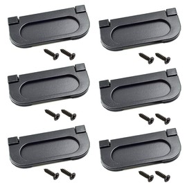 6Pcs Black Recessed Flush Ring Pull Handle Hidden Drawers Cabinet Flush Ring Sliding Door Handle with Mounting Screws(Large)