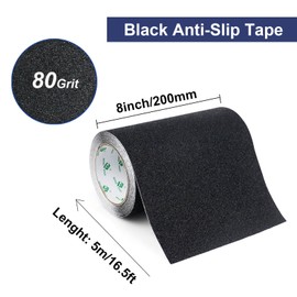BOMEI PACK Anti Slip Traction Tape,7.87 Inch x 16.4 Ft,Heavy Duty Non Slip Tape,Grip Tape for Stairs, Tread Step, Indoor & Outdoor Use,Waterproof Stairs Non Skid Treads (Black)
