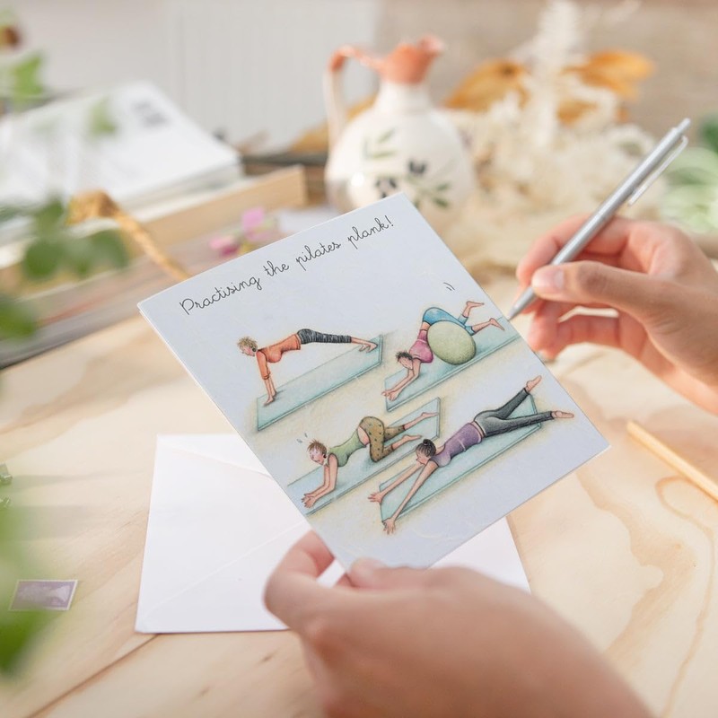 Berni Parker Pilates Birthday Card - Practising the Pilates Plank