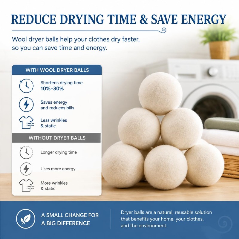 Premium Wool Dryer Balls 6-Pack - 100% Organic New Zealand