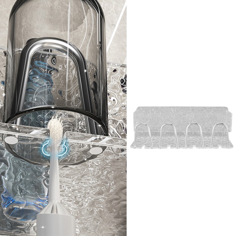 Water Ripple Toothbrush Holder Acrylic Punch Free Wall Mount Toothbrush