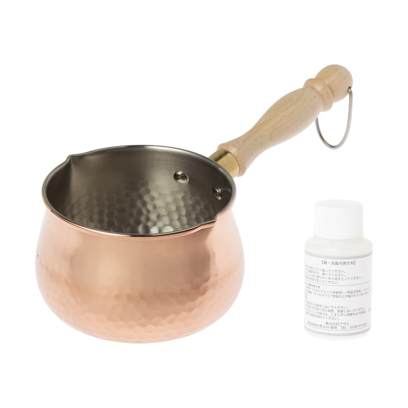 Nagao Tsubamesanjo Pure Copper Milk Pan 700ml with Polishing Agent,