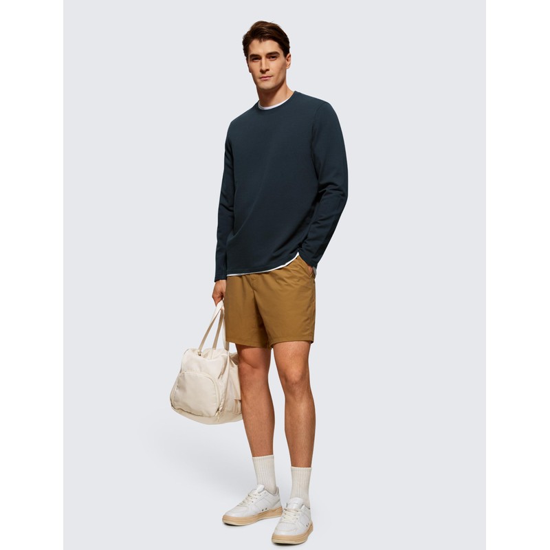 CRZ YOGA Fleece Crewneck Sweatshirt for Men Long Sleeve Breathable