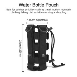 DURANTEY Tactical Bottle Holder, Water Bottle Bag, Adjustable Width of 7-15 cm, Water Bottle Bag, Backpack, Field Bottle Bag, Drawstring Water Bottle Holder for Camping, Hiking, Outdoor Sports