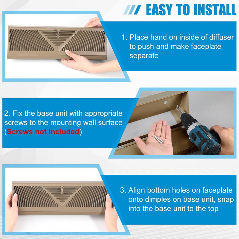 Yaocom 2 Pack Baseboard Register Vent 15 Inch Duct Opening