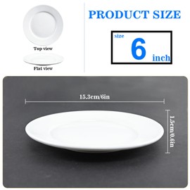 12 Pcs Ceramic Dinner Plates,6" White Small Round Dinner Plates