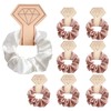 8Pcs Satin Scrunchies Set, Rose Gold & White Silk Hair