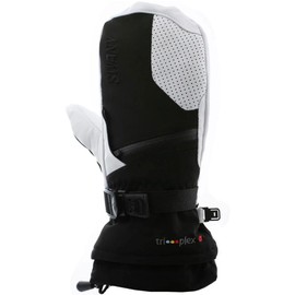 Swany Men's X-Plorer Durable Waterproof Breathable Moisture-Wicking Insulated Warm Winter Mittens, Black/Silver White, Medium