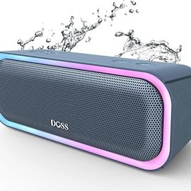DOSS SoundBox Pro Bluetooth Speaker with 20W Stereo Sound,Active Extra Bass,IPX6,TWS,Multi-Colors Lights,Audio,Bluetooth connectivity for smartphone - Color: Stone Blue Speaker