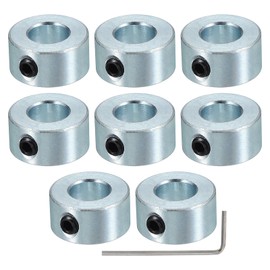 PATIKIL Bore 8 mm Shaft Collar 16 mm OD 8 mm Thickness, 8 Pack Carbon Steel Landing Gear Stopper Wheel Collar with M4 Set Screw & Wrench for Machine Tool Industry, Silver