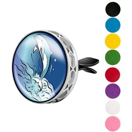Wild Essentials Dolphin Enamel Aromatherapy Car Vent Air Freshener Essential Oil Diffuser with Vent Clip 8 Color Pads 100% Pure Essential Oils (Lavender, Peppermint, Lemongrass, Orange) Gift Set
