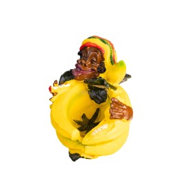 3.5" Small Rasta Jamaican Man Holding Bowl Polyresin Ashtray Decoration | #28