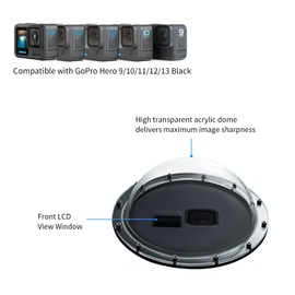 SOONSUN Dome Port for GoPro Hero 13/12/11/10/9 Black, 147 Feet Underwater Water Dome Lens with Waterproof Housing Case, Floating Hand Grip, Trigger for Underwater Photography