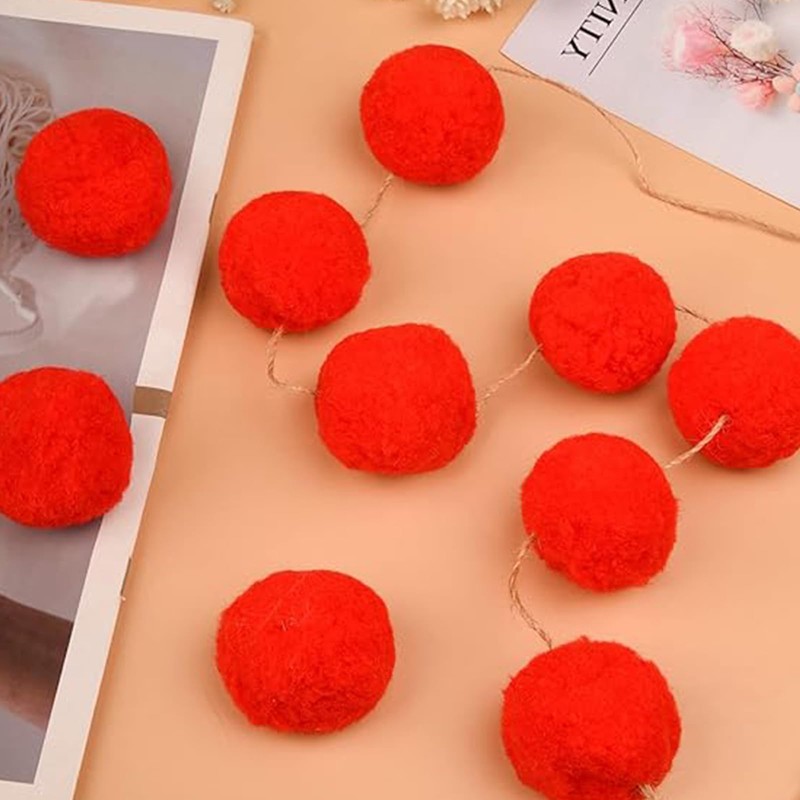 Aczyqws 10 Pack 4cm Red Pom Poms Craft Fluffy Fuzzy