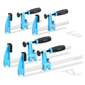 SHALL 6-Inch & 12-Inch Steel Bar Clamps Set, 4-pack Medium-Duty Quick-Release F Clamps, 600 Lbs Load Limit for Woodworking, Metal working, DIY and Crafts