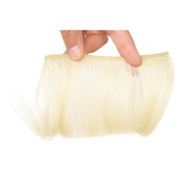 Meiverah Fluffy Curly Bangs Hairpieces, Synthetic hair Natural False hairpiece For Women Clip In Bangs Fake Fringe (1 Piece Blonde)