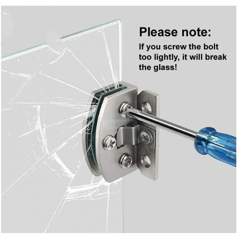 Glass Door Hinges, Suitable for 5-8mm [Silver] (2 Pairs =