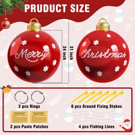 2 Pcs Christmas Inflatables 24in Outdoor Christmas Decorations, Large Christmas Ornaments Hangable PVC Inflatable Christmas Decorations for Xmas Yard Lawn Porch Indoor Outside Decor