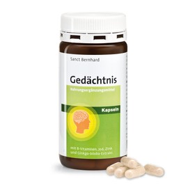 Sanct Bernhard Memory Capsules, 50 mg Ginkgo Biloba Special Extract Per Capsule, With Vitamin B Complex, Biotin, Iodine & Zinc, 180 Capsules