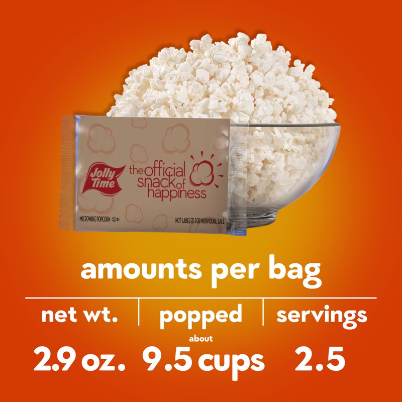 Jolly Time White Cheddar Cheese Microwave Popcorn, 2.9oz Sharing Bag,