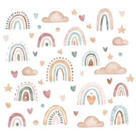 Rainbow Wall Sticker, with Hearts Wall Sticker, Boho Wall Sticker, Wall Sticker for Children's Room, Hearts Children's Room Wall Sticker Baby Room Wall Decoration