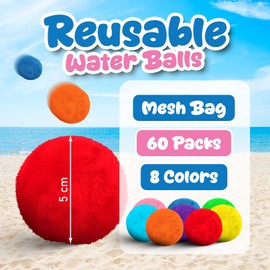 MTKY 60 PCS Reusable Water Balls – Reusable Water Balloons for Kids & Adults, Outdoor Water Toys for Pool, Beach & Backyard Games – Fun Summer Toys for Boys & Girls, Great for Party Play