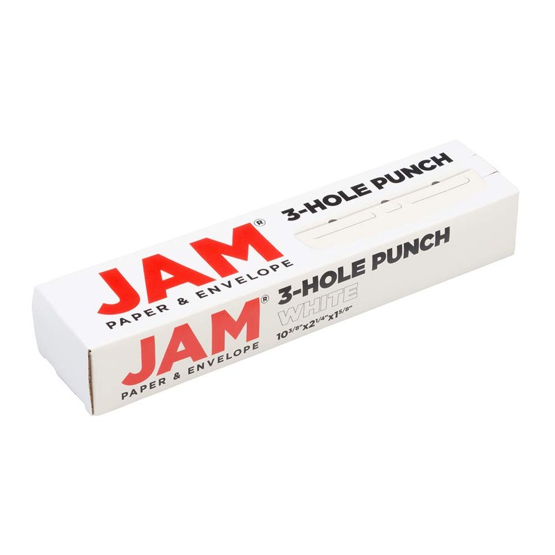JAM PAPER Metal 3 Hole Punch - White - 10