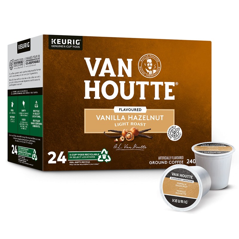 Van Houtte Vanilla Hazelnut Light Roast K-Cups Coffee Pods, 24