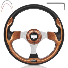 PZWLI Universal Golf Cart Steering Wheel, Steering Wheel Hub Adapter (Sold Separately) with Assembly Screws and Wrenches, Fit Club Car Precedent EZGO Yamaha Most Golf Carts,Wood Grain