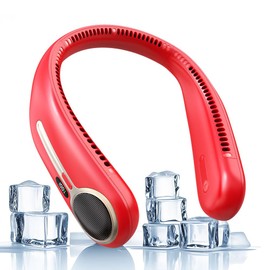 Portable Neck Fan,Hands Free Personal Wearable Bladeless Fan,6000mAh USB Rechargeable,360° Cooling,LED Display,4-Speeds,Birthday Gifts for Men Women Dad Mom,Stocking Stuffers Christmas Gifts (Red)